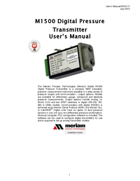 Thumbnail of document Manual - M1500 Analog or Digital Pressure Transmitter - Single Pressure Sensors
